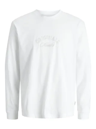 JACK&JONES - JORBLEECKER BRANDING TEE LS CN bright white - Gr. - L