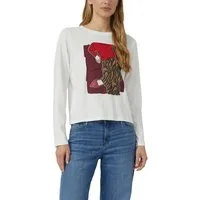 s.Oliver Langarmshirt mit Print und Schmucksteinen