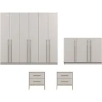 Deine Möbel 24 Schlafzimmer-Set D MIRELO Möbel-Set mit 4- oder 6-türigem Kleiderschrank in Kaschmir, (Set, 4-tlg., MIRELO - Kollektion), Kleiderschrank 200 oder 230 cm, 3-türiger Kommode und 2 Nachttischen