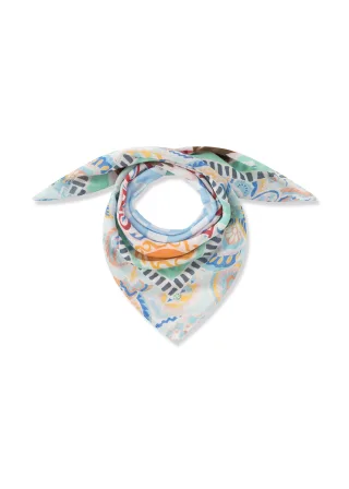 3er PACK - Bandana aus feiner Modal-Baumwoll-Mischung mit Mustermix und BEACH VIBES-Schriftzug blau - Gr. - one size