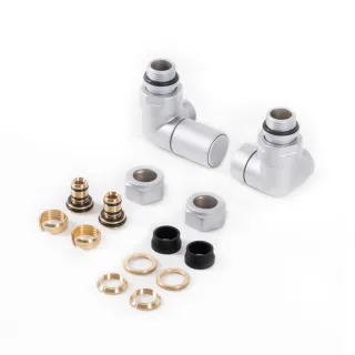 Terma Set Winkeleck-Regelventil CYLINDER GZ 1/2" - Ø16x2, Ø15 links, WRZRC31-ST, Silber WRZRC31-ST