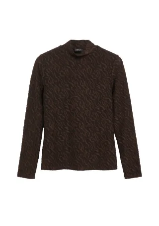 s.Oliver BLACK LABEL - Langarmshirt mit Muster braun - Gr. - 36