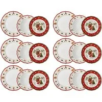 Hutschenreuther Geschirr-Set Happy Wintertime Red Set 18tlg, Porzellan, Sets