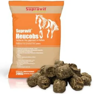 Supravit Heucobs für Pferde staubfrei | 20kg Pferdefutter | leckeres Heu gepresst in Pellets | gut geeignet für Allergiker | Auch ohne Einweichen zu verfüttern