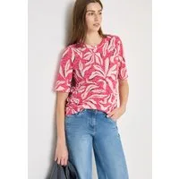 CECIL Rundhalsshirt Ausbrenner Shirt mit floralem Muster