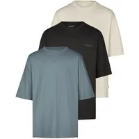 Jack & Jones T-Shirt Herren Basicshirt JJECHARGE 3er Set Pack Oversize Fit (Vorteilspack, 3-tlg) Kurzarm Tee Shirt mit Rundhalsausschnitt aus 100% Baumwolle