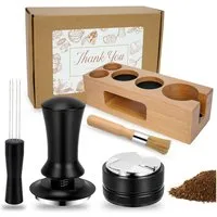 OSTWOLKE Tamperstation 51mm Espresso Tamper Set Kaffee Tamper Distributor Tampermatte