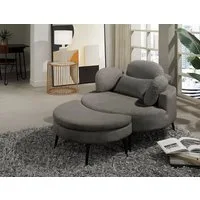 OTTO home Loveseat Riko Sessel, B: 110 cm, Sitzhöhe: 44 cm, XXL- Sessel, mit Stauraumhocker, Rückenstütze & 4 Zierkissen
