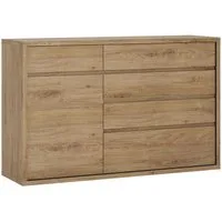 Lomadox Sideboard SELMA-129, grifflos in Eiche mit 5 Schubkästen modern