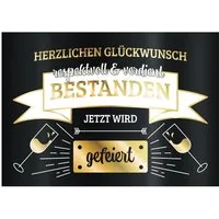 Goods+Gadgets Aufkleber Flaschenetikett Aufkleber – Feier, Prüfungsfeier, Abi, Abschluss Set, (Flaschen-Aufkleber für bestandene Prüfung), 3er Set Flaschen Etiketten für Abschluss, Abi, Studium, uvm.