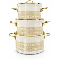 Zilner Topf-Set Kollektion emaillierter Töpfe, klassischen Natur inspirierten Designs, Aluminiumguss, Emaille (6-tlg., Die perfekte Geschenkidee für jeden Anlass)