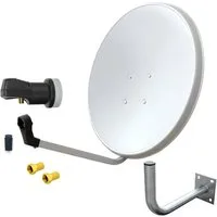 ARLI 60 cm HD Sat Anlage weiss +Single LNB +Wandhalter 45 cm +2 F-Stecker SAT-Antenne (60 cm, Stahl)