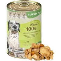 Lecker.Pet 6 x 400 g Lecker.Pet® Paula's 100 % Hähnchen und Karotte Hundefutter Huhn, Ergänzungsfutter für: Hund