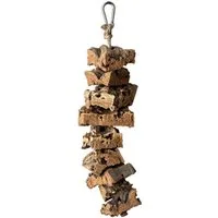 Kork-Deko.de Vogelspielplatz Knabberkette für kleine Käfige aus Naturkorkrinde, 25 cm, Zum Sitzen, Spielen & Knabbern