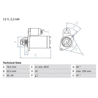 Bosch Anlasser 2,2 kW Audi A4 A6 VW Phaeton
