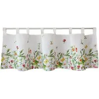 matches21 HOME & HOBBY Scheibengardine Scheiben-Gardine Landhaus-Stil Blumen Frühling Sommer 120 x 30 cm (1 St), Schlaufen, Kurz-Gardinen als blickdichter Wohnzimmer Vorhang Küchen-Gardine