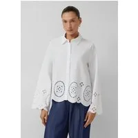 s.Oliver Kurzarmbluse Bluse Popeline-Bluse mit Lochstickerei