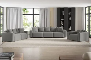 OUTLET Sofaset Designersofas MEGAN 3-2-1 in Stoff Salvador Grau