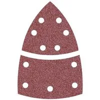 MioTools Schleifdreieck 93 mm / 62 x 102 mm 11-Loch Klett-Schleifblätter für Deltaschleifer, Normalkorund, 50 Stk., K80