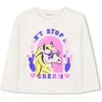 Billieblush Langarmshirt Billieblush Langarmshirt Creme Pferdeprint mit Glanzeffekt "Don’t stop