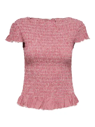 ONLY - ONLCELLE CAP SMOCK BOATNECK TOP JRS Barbados Cherry - Gr. - XS