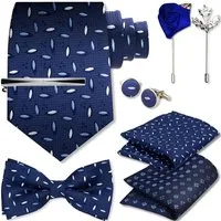 Diyarts Krawatte Hochzeitskrawatte (Fliegen Set mit, Einstecktuch, Manschettenköpfe, Krawattennadel, Boutonniere) Hochwertige Materialien, Vielseitigkeit & Ideales Geschenk