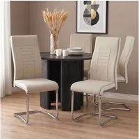 CARO-Möbel Esszimmerstuhl ALBA (4 St), Küchen Schwingstuhl Stoffbezug gepolstert mit Metallgestell Beige/Weiß