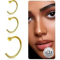 LuxusKollektion Nasenpiercing G23 Titan Fake Nasenpiercing Hoop Set 18G 20G 6MM/8MM/10MM Schwarz