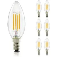 ZMH LED-Leuchtmittel C35 E14, LED Glühbirne Kerzenlampe 4 W, 2700 K warmweiß, E14, 6 St., Warmweiß, Filament klar, nicht dimmbar
