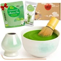 Goodwei Tee Matcha Set - Teeschale, Matchabesen mit Halter & Ceremonial Matcha Tee