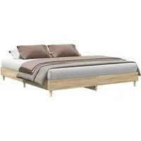 vidaXL Bett Bettgestell ohne Matratze Sonoma-Eiche 200x200 cm Holzwerkstoff