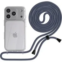 EAZY CASE Handykette Hülle mit Kette für Apple iPhone 17 Pro 6,3 Zoll, Hülle mit Umhängeband Bumper Case Hülle mit Band Blau