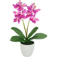 Kunstorchidee Künstliche Orchidee mit Topf, I.GE.A., Höhe 30 cm, Dekoblume im Keramiktopf mit Rissoptik Kunstblume
