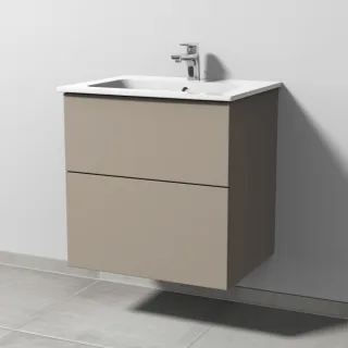 Sanipa 3way Waschtischunterbau zu Duravit ME by Starck Waschtisch mit 2 Auszügen, Sandgrau-Matt SF72467