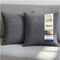 Selfitex Dekokissen 2er Set Sofakissen 30x50/40x40/50x50 inkl. Füllkissen, Canvas Stoff, strukturierte Oberfläche, fein meliert, in Handarbeit gefertigt