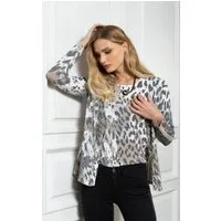 Passioni Cardigan Twinset mit modernem Animalprint