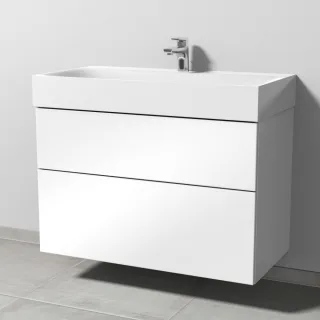 Sanipa 3way Waschtischunterbau zu Kaldewei Silenio Waschtisch mit 2 Auszügen, Weiß-Glanz SF45678