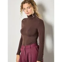 Apricot Rollkragenshirt Turtle Neck Top mit Knopfdetails