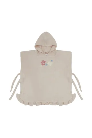 Leevje Musselin Poncho 'Sunshine and Wildflowers' mit Rüschen