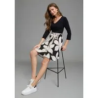 Laura Scott Jerseykleid mit geblümtem Rock, Materialmix