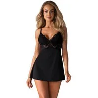 Obsessive Negligé Babydoll mit Spitze inkl. String - schwarz (2-tlg) Negligé