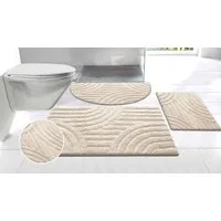 OTTO home Badematte Regona Scandi, Badvorleger, Badezimmer Teppich, Duschvorleger, Höhe 10 mm, rutschhemmend beschichtet, strapazierfähig, Polyester, halbrund, Badteppich, Uni Farben, Hoch-Tief-Effekt, modernes Muster, Zen