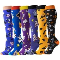 Mutig Kompressionsstrümpfe 6 Paar Kompressionsstrümpfe 18-30mmHg,Stützstrümpfe für Damen & Herren (für Flug, Sport, Laufen, Radsport, Krankenschwester,Schwangerschaft, 6 Paar Medizinstrümpfe für Krankenschwestern auf Flugreisen) Bunte Stützstrümpfe,A