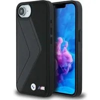 BMW Handyhülle iPhone 16e Kunstleder schwarz MagSafe kompatibel Logo Metall 6,1 Zoll, Kantenschutz