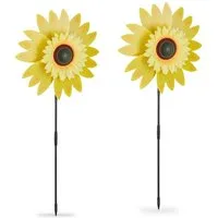 relaxdays Windspiel 2er Set Windrad Sonnenblume