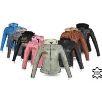 Alpha Speeds Motorradjacke - /Freizeit Damen Lammlederjacke Bikerjacke Highway 11 (mit einer abnehmbaren Kapuze) aus weichem Lammleder, inklusive einsetzbarer Protektoren