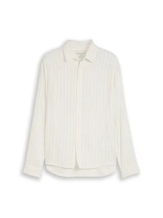 Denim Tom Tailor - Relaxed Fit Hemd mit Streifen wool white stripe - Gr. - S