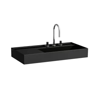 LAUFEN Waschtisch Kartell · LAUFEN 900x460, 1 Hahnloch mittig, schwarz glänzend, 81033.9, 810339020 H8103390201111