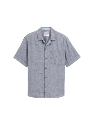 Tom Tailor - Kurzarmhemd mit Leinenanteil navy chambray - Gr. - XXL