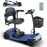 LVHOM Elektromobil faltbar Seniorenmobil, 4-Rad-Elektroroller, Rw. 25km, 12Ah, 250 W, 6 km/h, (abnehmbar Blei-Säure-Ionen Batterie + Handy-Ladeanschluss + vorderer Aufbewahrungskorb + abnehmbar/atmungsaktiv/höhenverstellbarer Sitz + verstellbarer Len